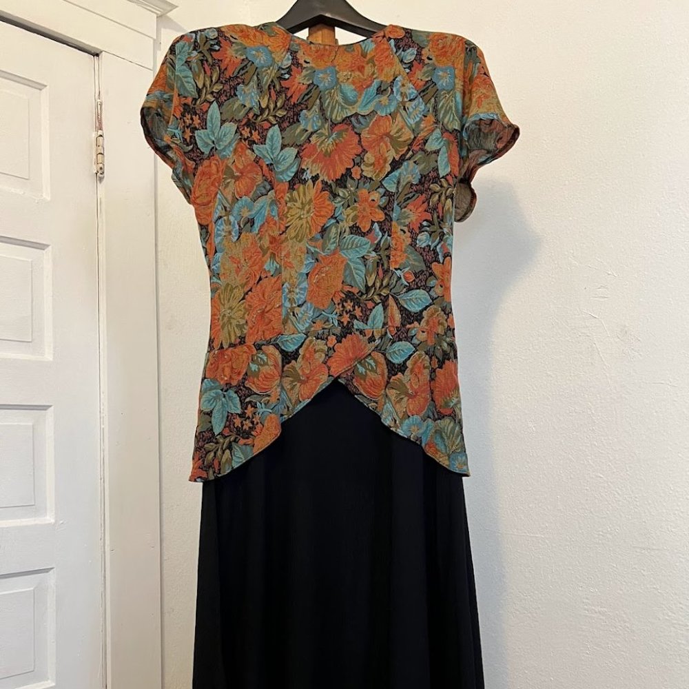 Vintage 80s Floral Rayon Phoebe Dress size 10